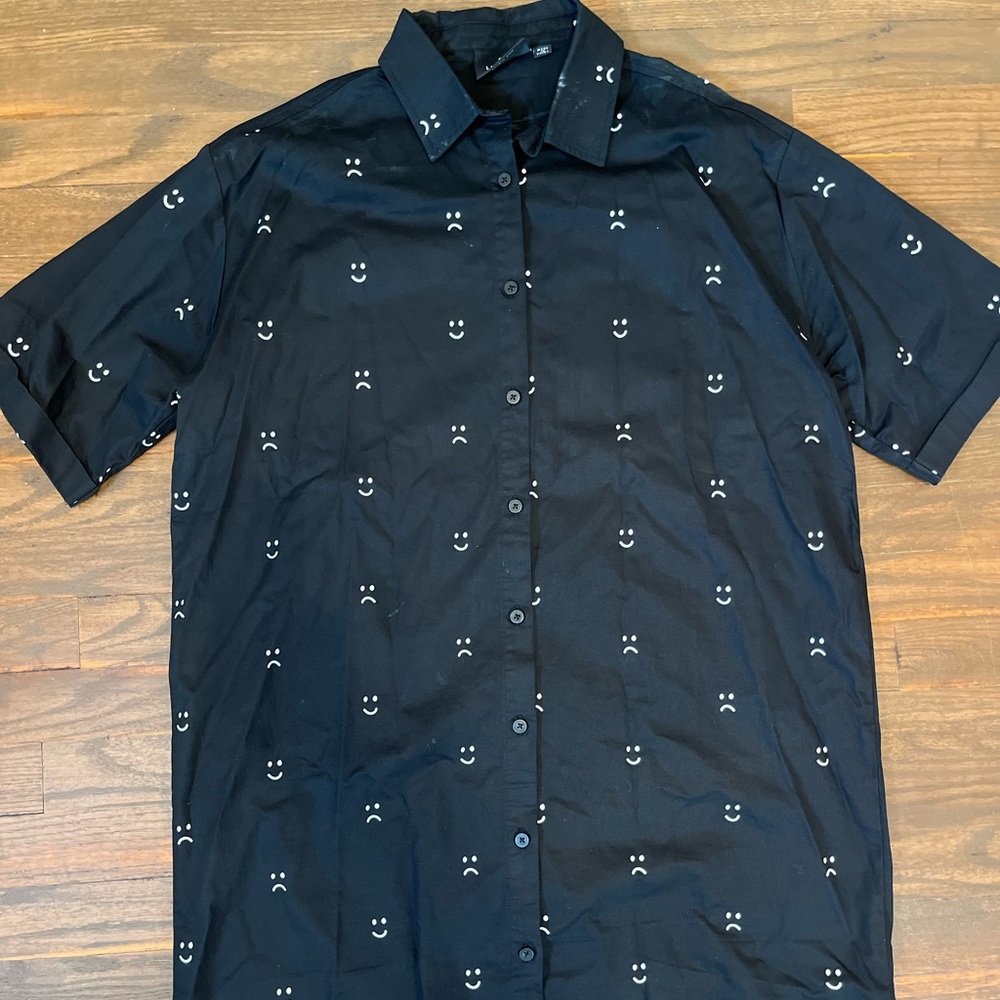 Lazy Oaf Happy Sad button up shirt dress